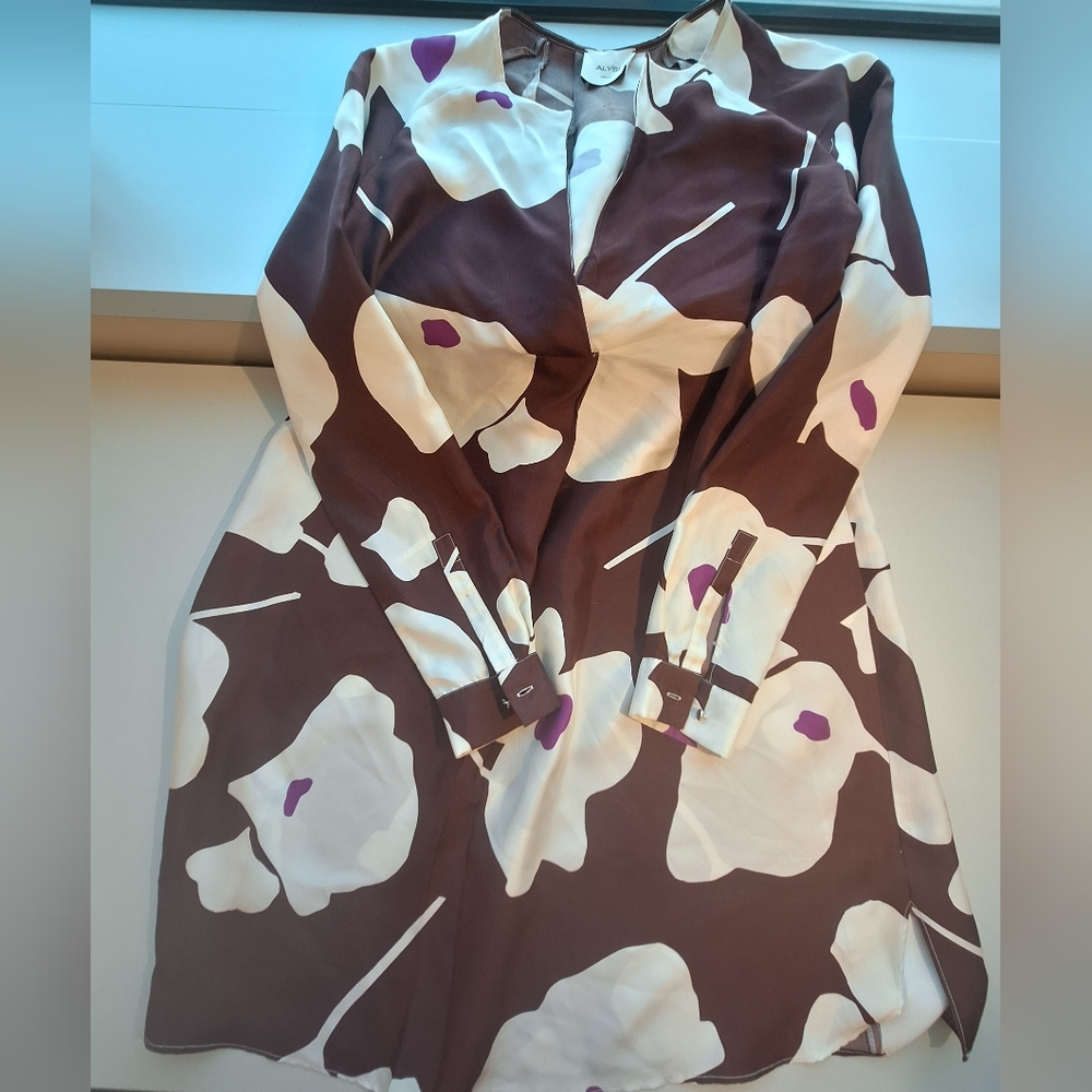 Alysi Brown/Cream/purple Long sleeve Dress Shirt
